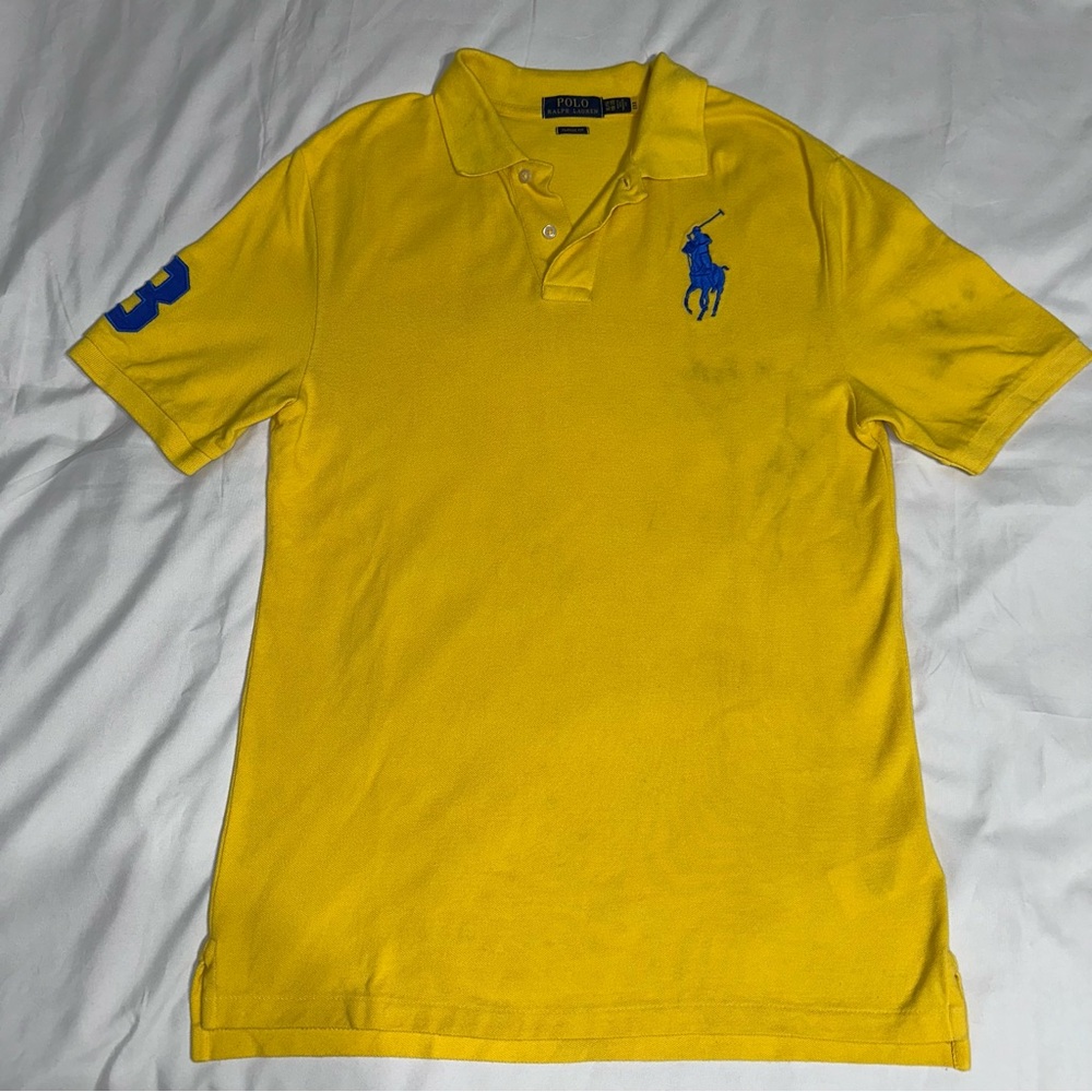 Ralph Lauren Bright Yellow Polo Shirt with Blue Logo